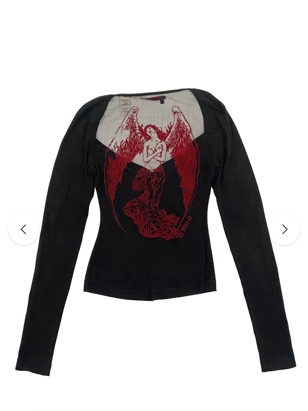 RARE Y2K Miss Sixty Fallen Angel Mesh Long Sleeve Top - Picture 5 of 9